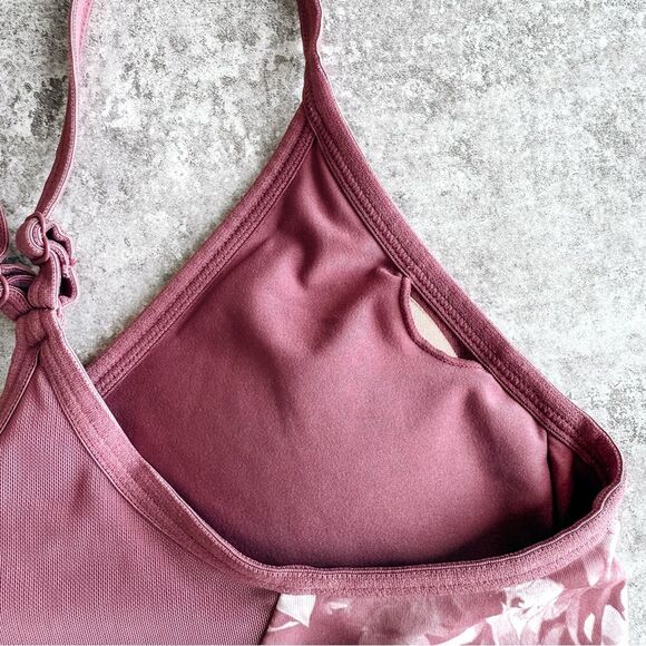 Athletic Works Purple and White Floral Racerback Sports Bra Size Small - Picture 3 of 6
